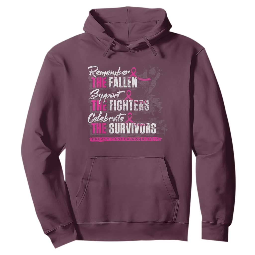 Breast Cancer Support Hoodie Remember The Fallen Support The Fighters