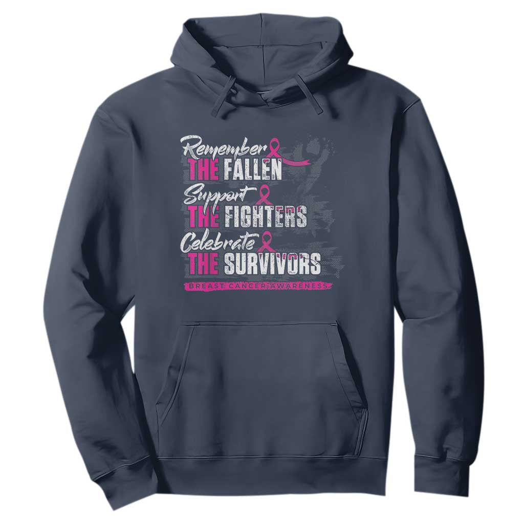 Breast Cancer Support Hoodie Remember The Fallen Support The Fighters