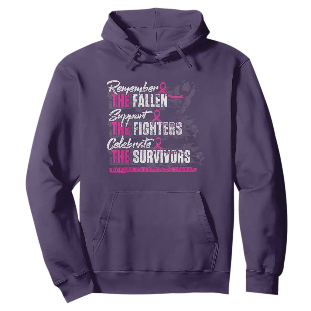 Breast Cancer Support Hoodie Remember The Fallen Support The Fighters