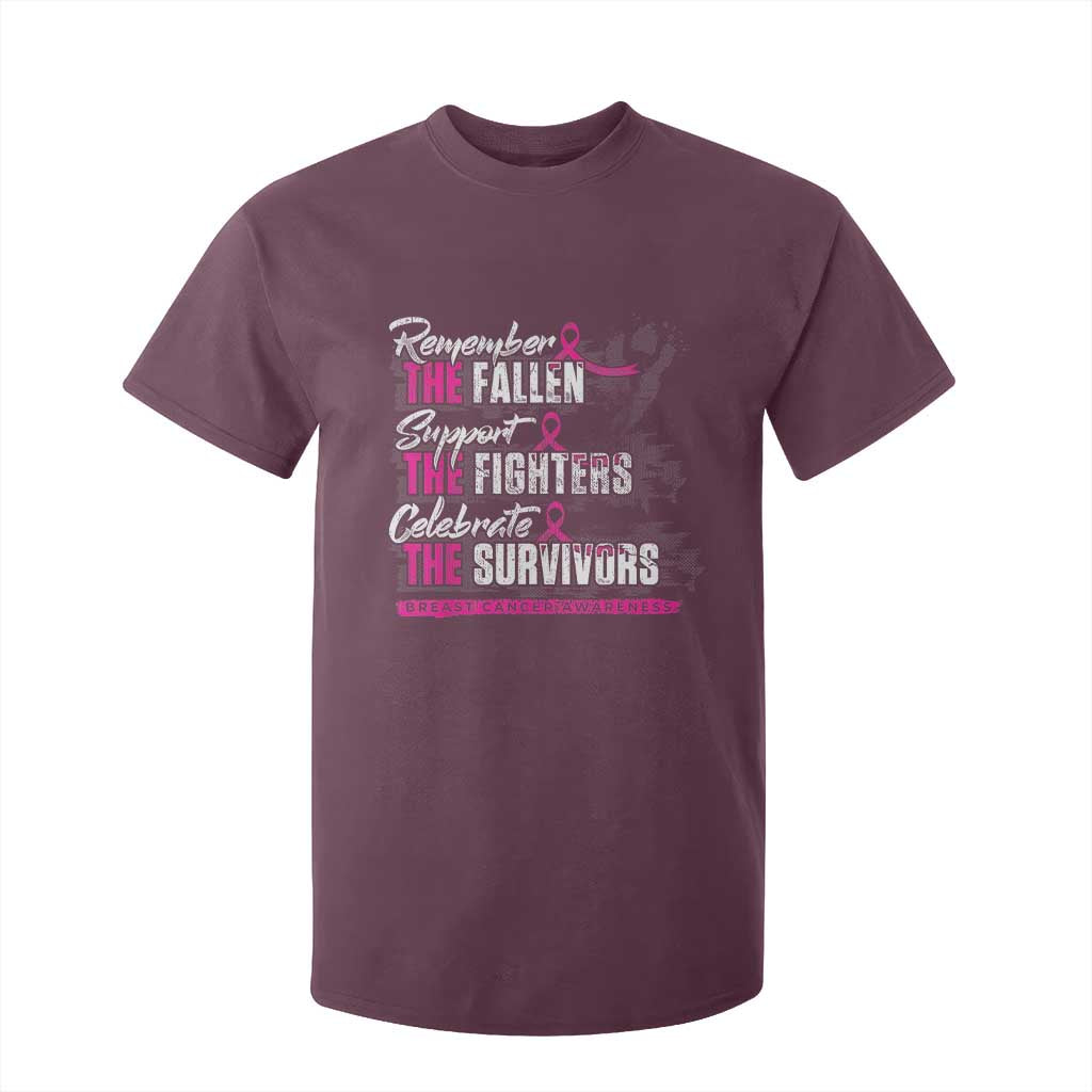 Breast Cancer Support T Shirt For Kid Remember The Fallen Support The Fighters