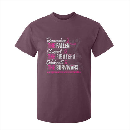 Breast Cancer Support T Shirt For Kid Remember The Fallen Support The Fighters