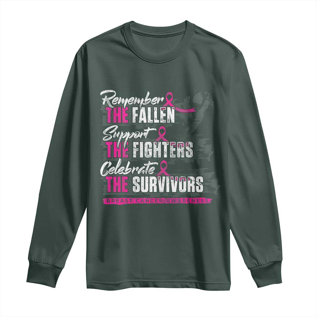 Breast Cancer Support Long Sleeve Shirt Remember The Fallen Support The Fighters