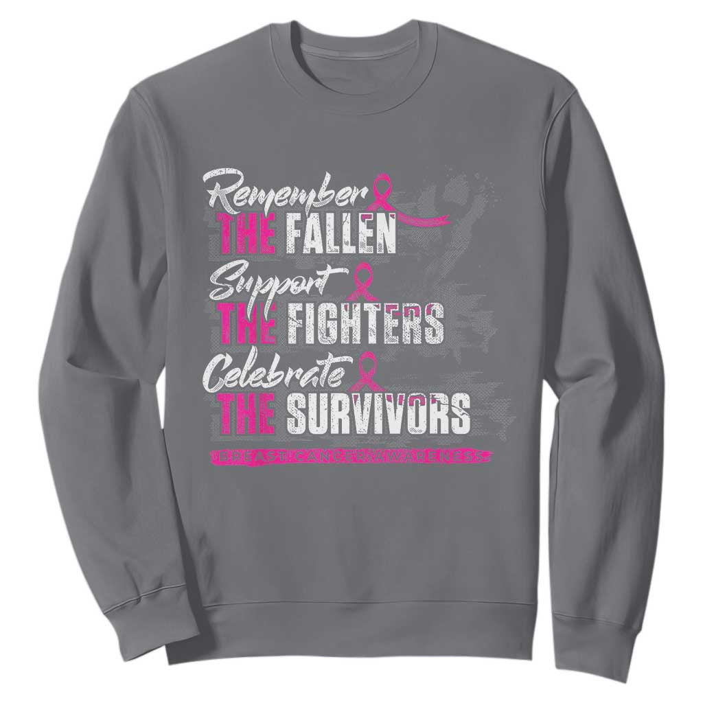 Breast Cancer Support Sweatshirt Remember The Fallen Support The Fighters