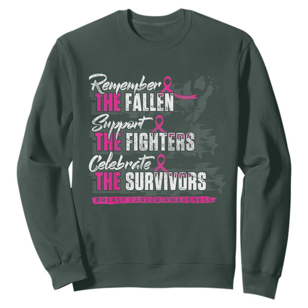Breast Cancer Support Sweatshirt Remember The Fallen Support The Fighters