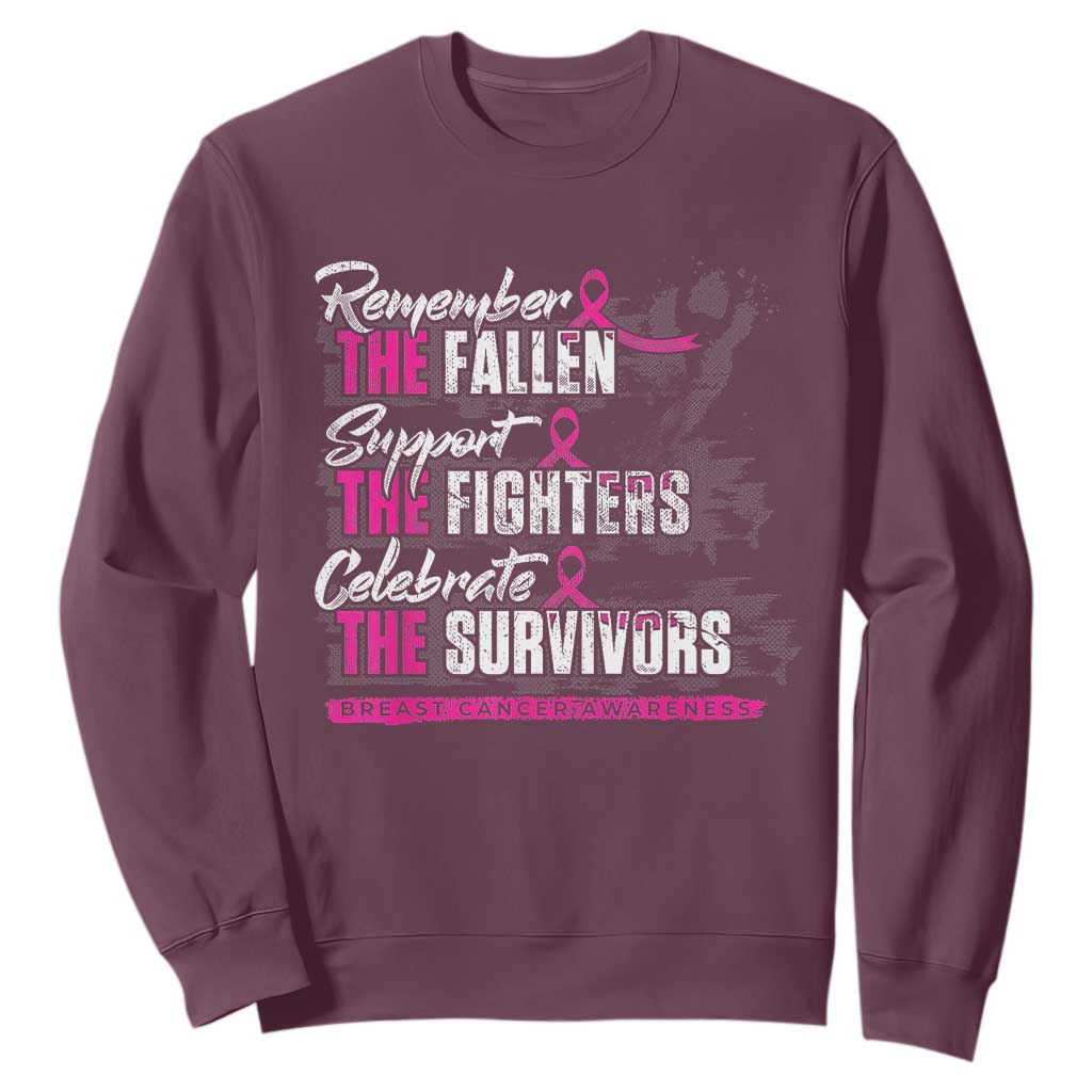 Breast Cancer Support Sweatshirt Remember The Fallen Support The Fighters