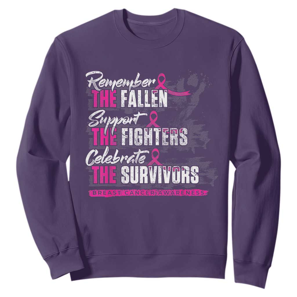 Breast Cancer Support Sweatshirt Remember The Fallen Support The Fighters