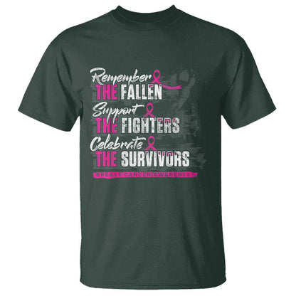 Breast Cancer Support T Shirt Remember The Fallen Support The Fighters