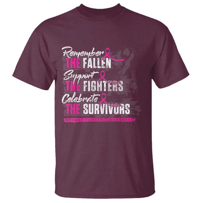 Breast Cancer Support T Shirt Remember The Fallen Support The Fighters