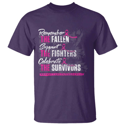 Breast Cancer Support T Shirt Remember The Fallen Support The Fighters