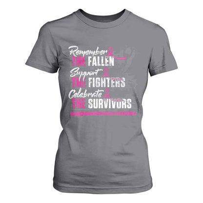 Breast Cancer Support T Shirt For Women Remember The Fallen Support The Fighters