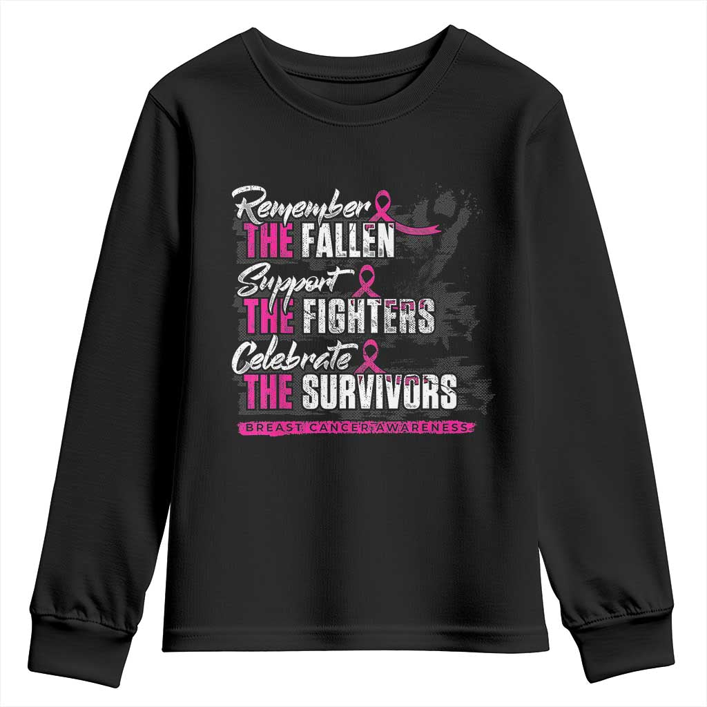 Breast Cancer Support Youth Sweatshirt Remember The Fallen Support The Fighters