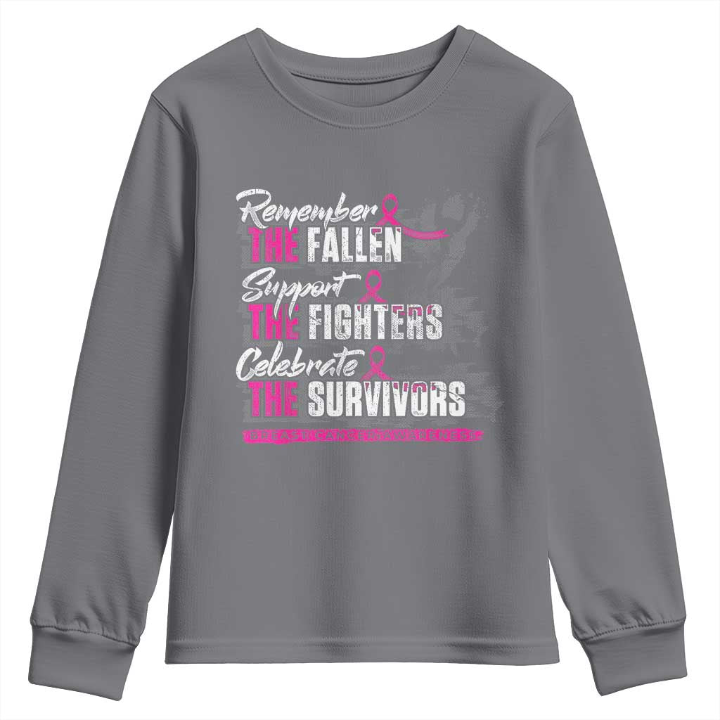 Breast Cancer Support Youth Sweatshirt Remember The Fallen Support The Fighters