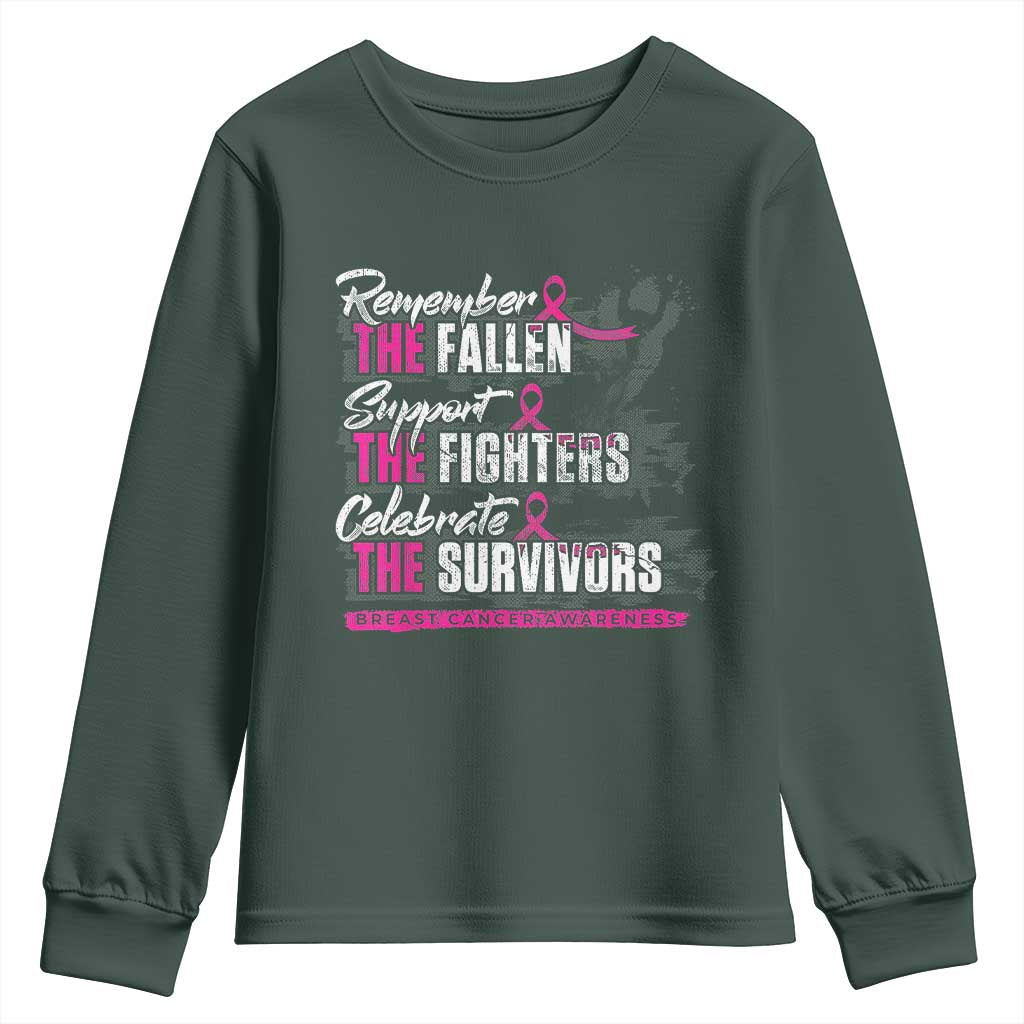 Breast Cancer Support Youth Sweatshirt Remember The Fallen Support The Fighters