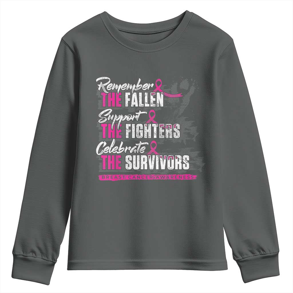 Breast Cancer Support Youth Sweatshirt Remember The Fallen Support The Fighters