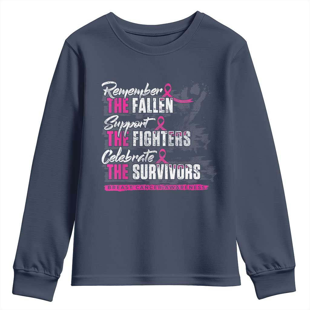 Breast Cancer Support Youth Sweatshirt Remember The Fallen Support The Fighters