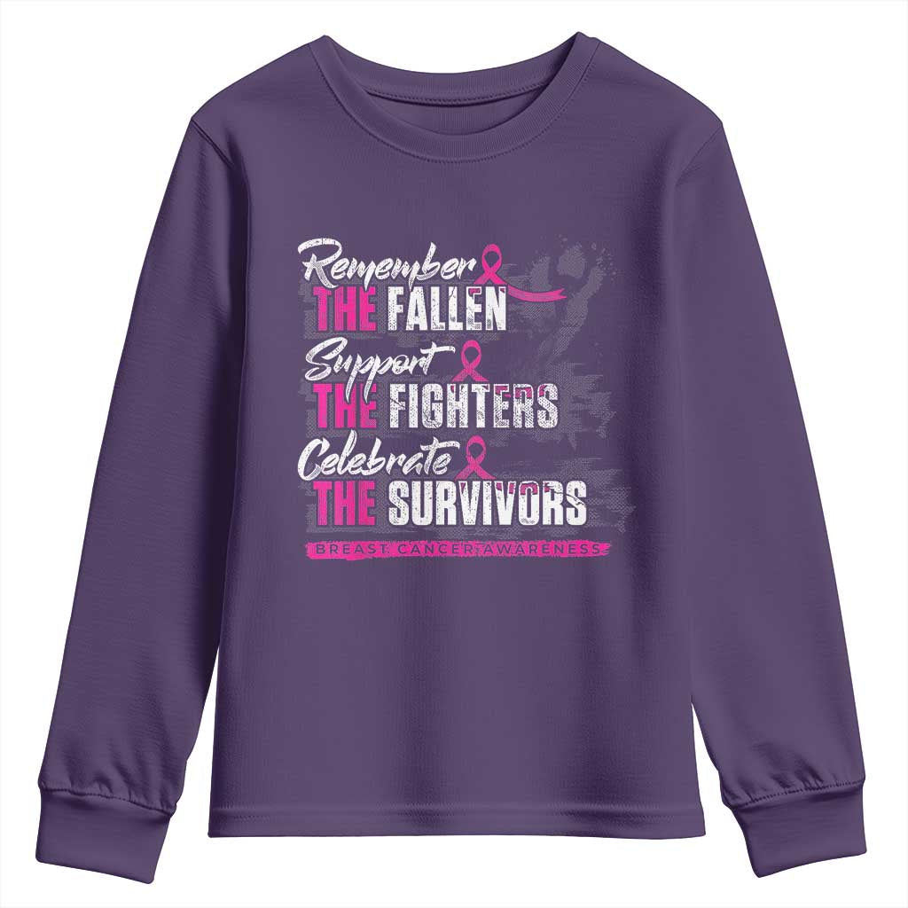 Breast Cancer Support Youth Sweatshirt Remember The Fallen Support The Fighters