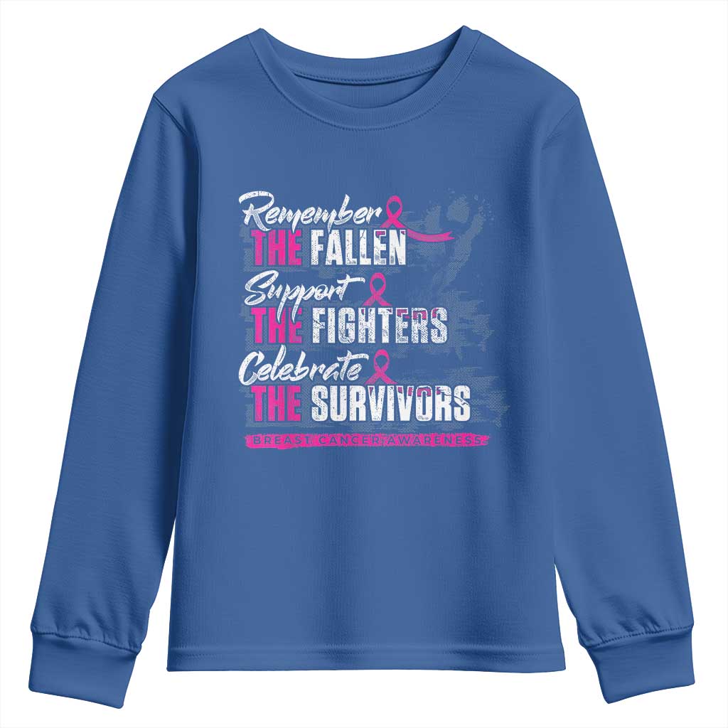 Breast Cancer Support Youth Sweatshirt Remember The Fallen Support The Fighters