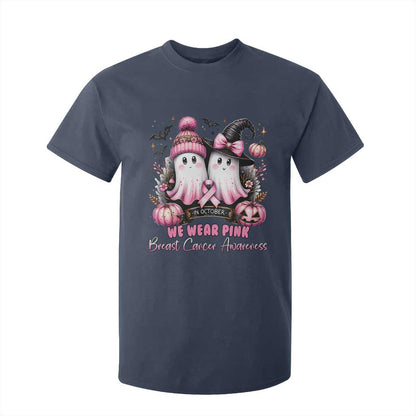 Breast Cancer Support Witch T Shirt For Kid In October We Wear Pink Ghost Witch