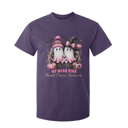 Breast Cancer Support Witch T Shirt For Kid In October We Wear Pink Ghost Witch