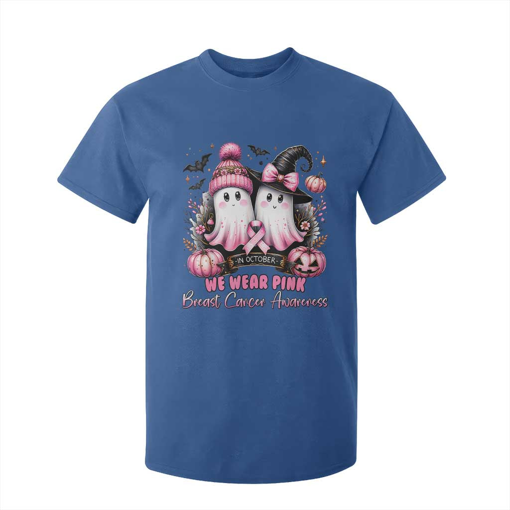 Breast Cancer Support Witch T Shirt For Kid In October We Wear Pink Ghost Witch