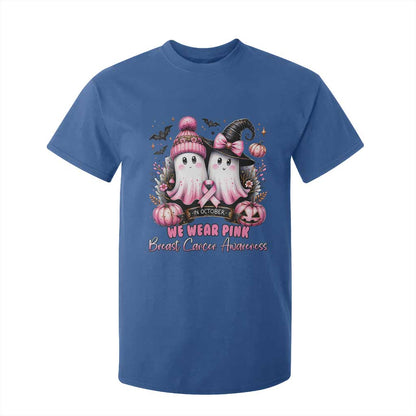 Breast Cancer Support Witch T Shirt For Kid In October We Wear Pink Ghost Witch