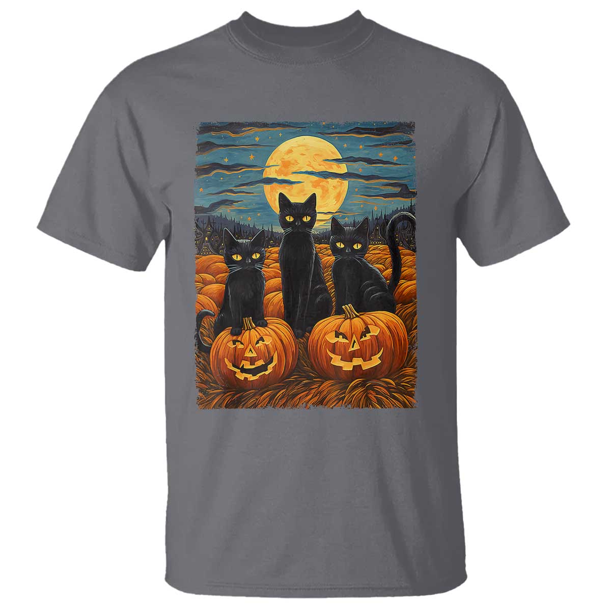 black-cat-halloween-t-shirt-starry-night-van-gogh-inspo