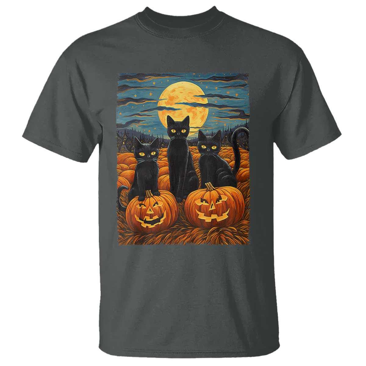 black-cat-halloween-t-shirt-starry-night-van-gogh-inspo