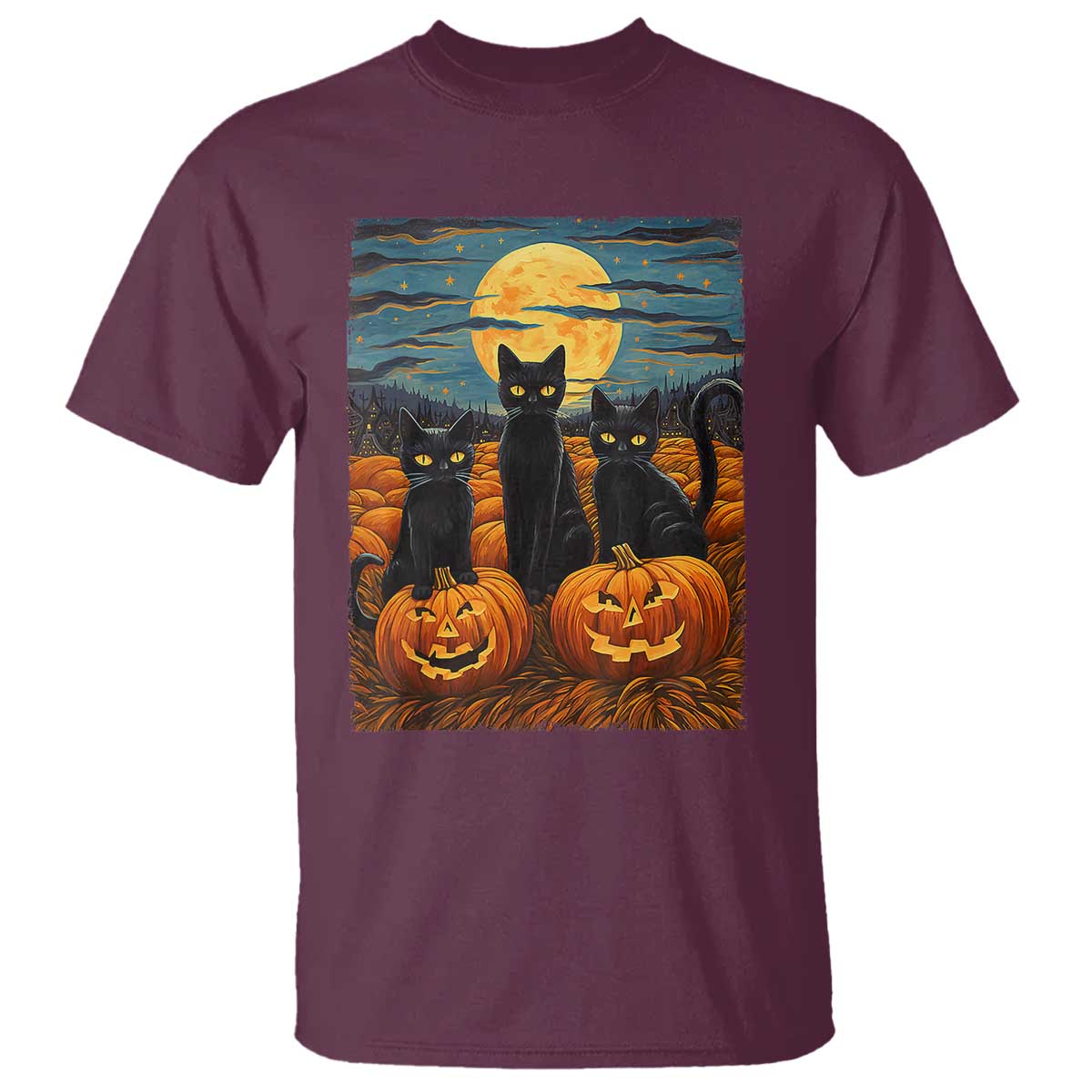 black-cat-halloween-t-shirt-starry-night-van-gogh-inspo