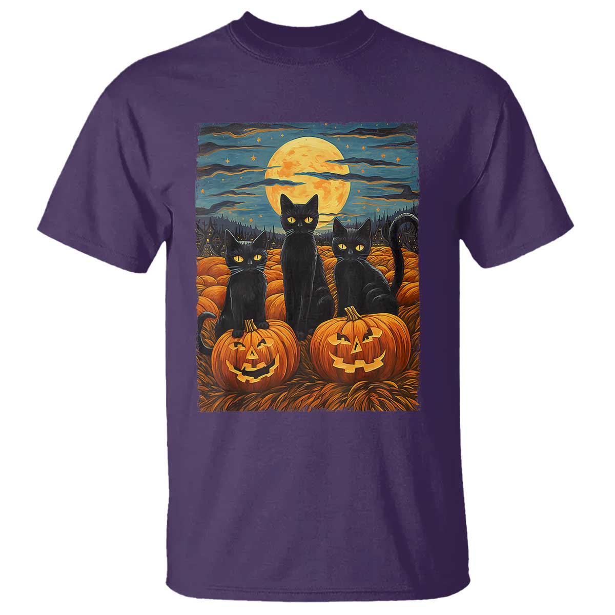 black-cat-halloween-t-shirt-starry-night-van-gogh-inspo
