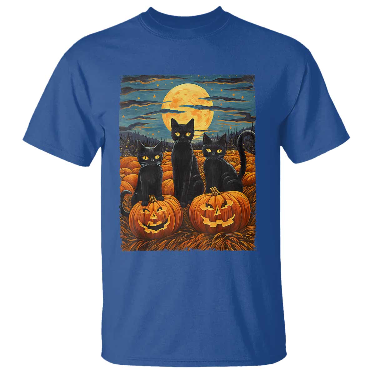 black-cat-halloween-t-shirt-starry-night-van-gogh-inspo
