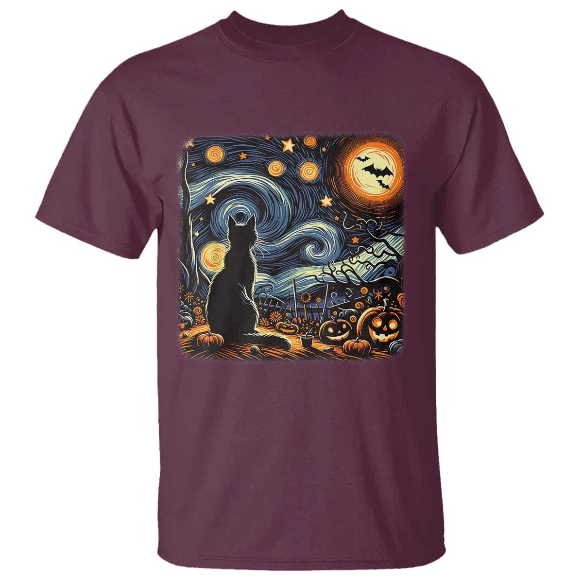 black-cat-halloween-t-shirt-starry-night-lover-van-gogh-inspo