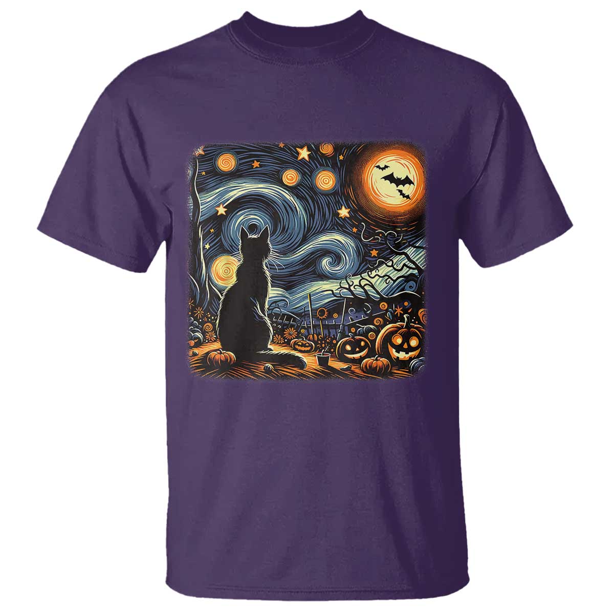 black-cat-halloween-t-shirt-starry-night-lover-van-gogh-inspo