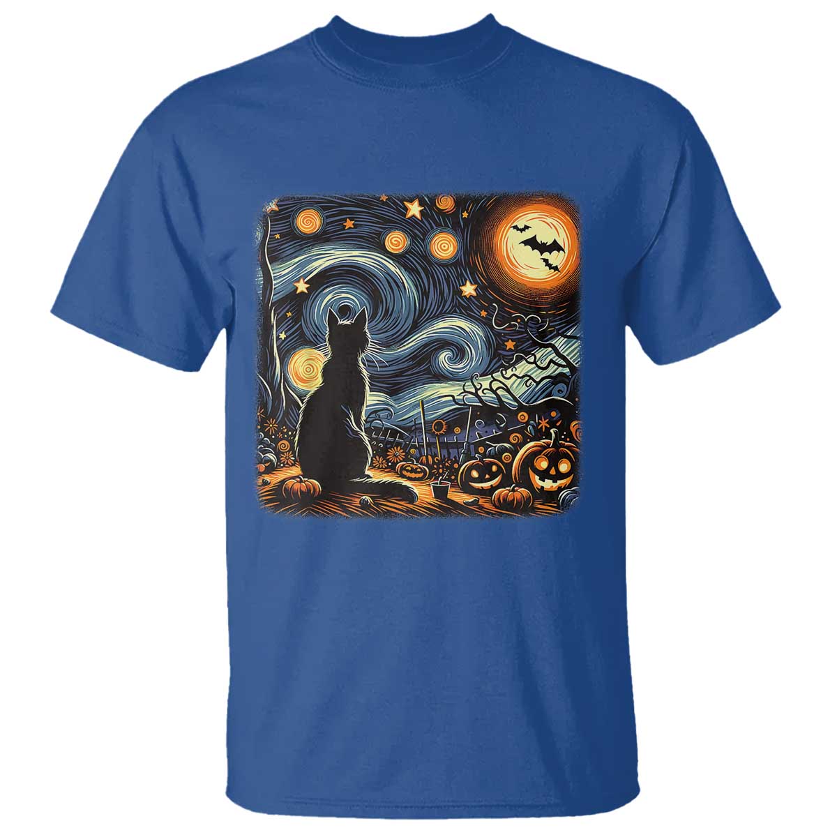 black-cat-halloween-t-shirt-starry-night-lover-van-gogh-inspo