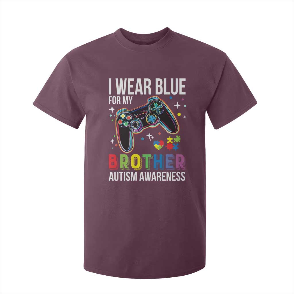 Autism Autistic Gamer Warrior T Shirt For Kid I Wear Blue for My Brother Video Game Family Support