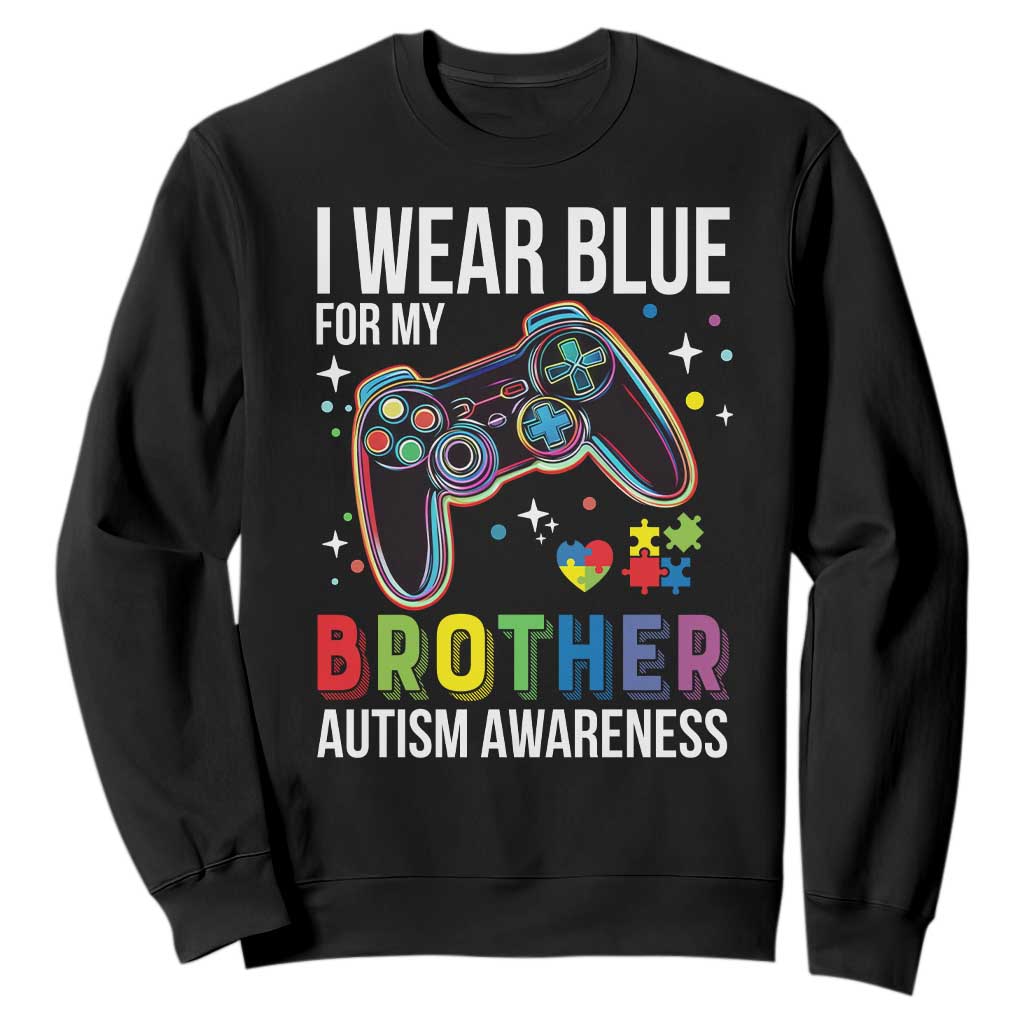 Autism Autistic Gamer Warrior Sweatshirt I Wear Blue for My Brother Video Game Family Support