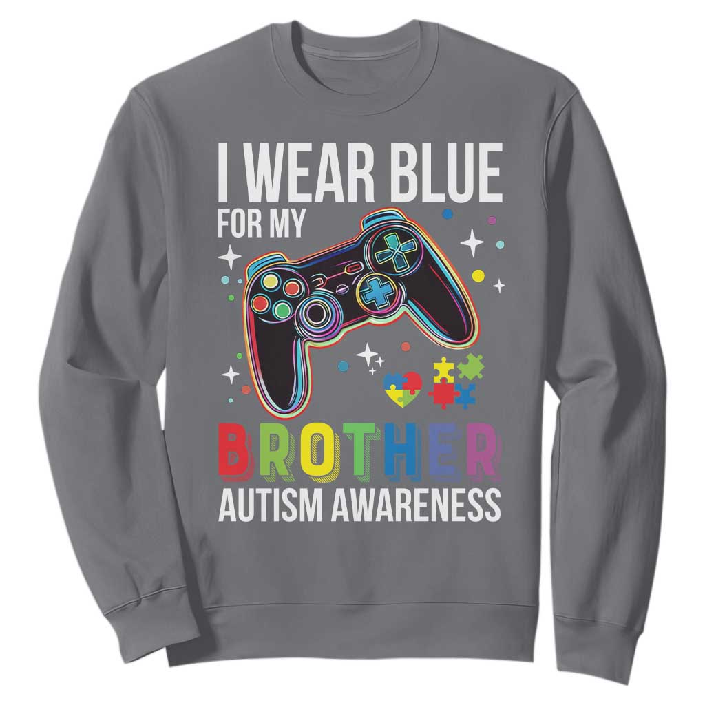 Autism Autistic Gamer Warrior Sweatshirt I Wear Blue for My Brother Video Game Family Support