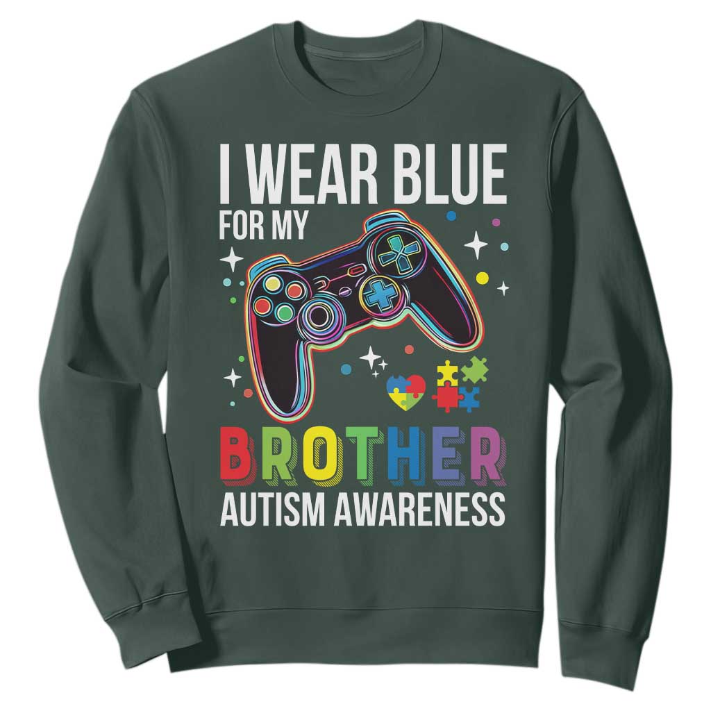 Autism Autistic Gamer Warrior Sweatshirt I Wear Blue for My Brother Video Game Family Support