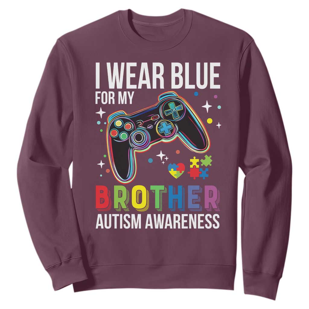 Autism Autistic Gamer Warrior Sweatshirt I Wear Blue for My Brother Video Game Family Support