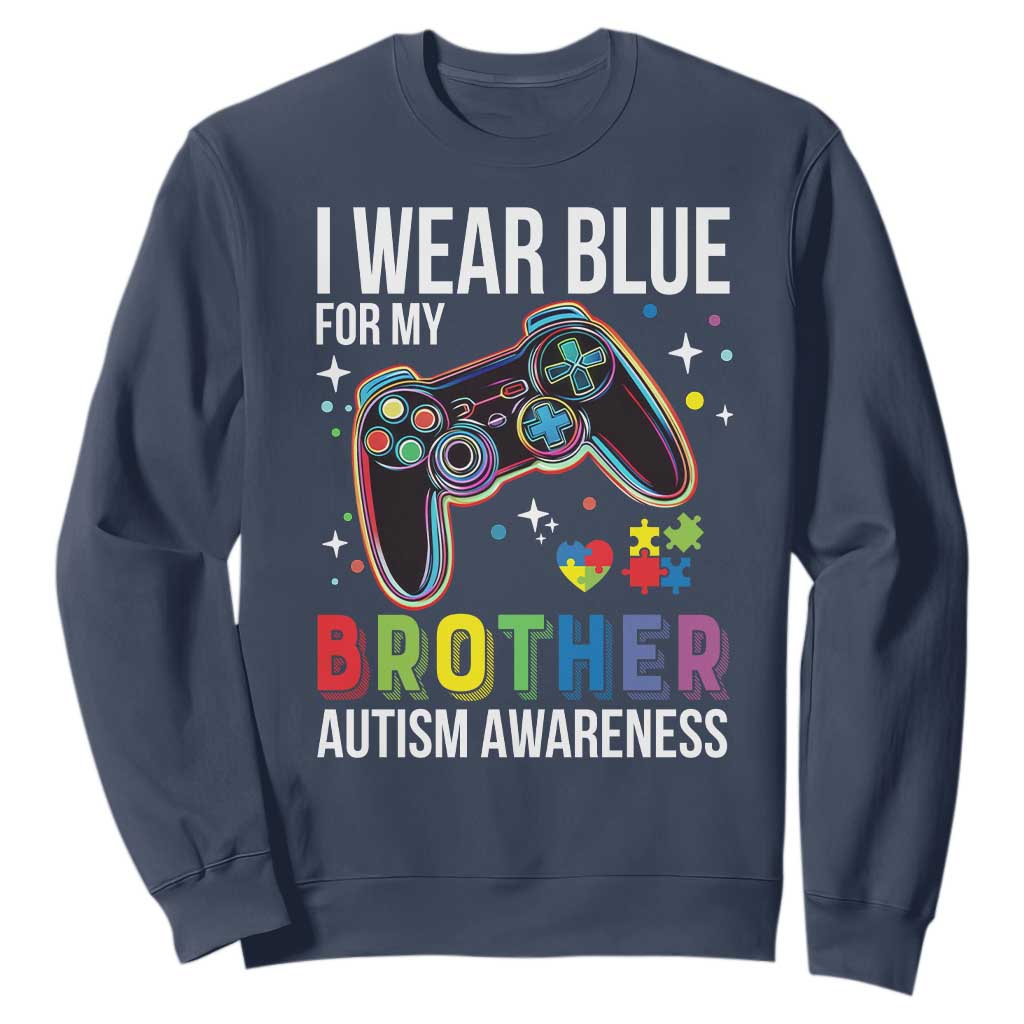 Autism Autistic Gamer Warrior Sweatshirt I Wear Blue for My Brother Video Game Family Support