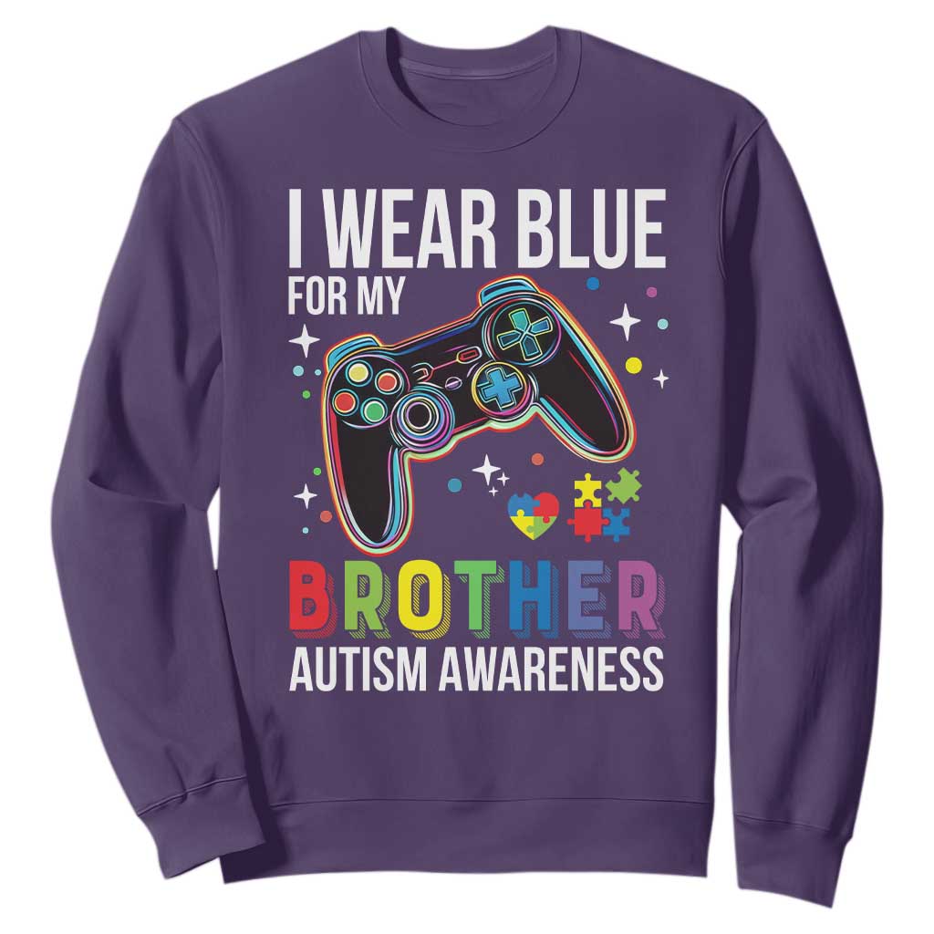 Autism Autistic Gamer Warrior Sweatshirt I Wear Blue for My Brother Video Game Family Support