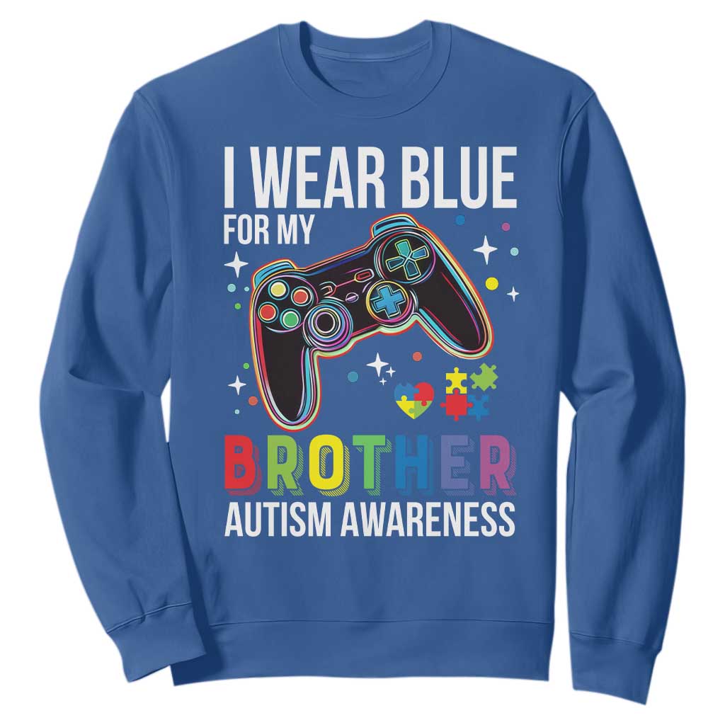 Autism Autistic Gamer Warrior Sweatshirt I Wear Blue for My Brother Video Game Family Support