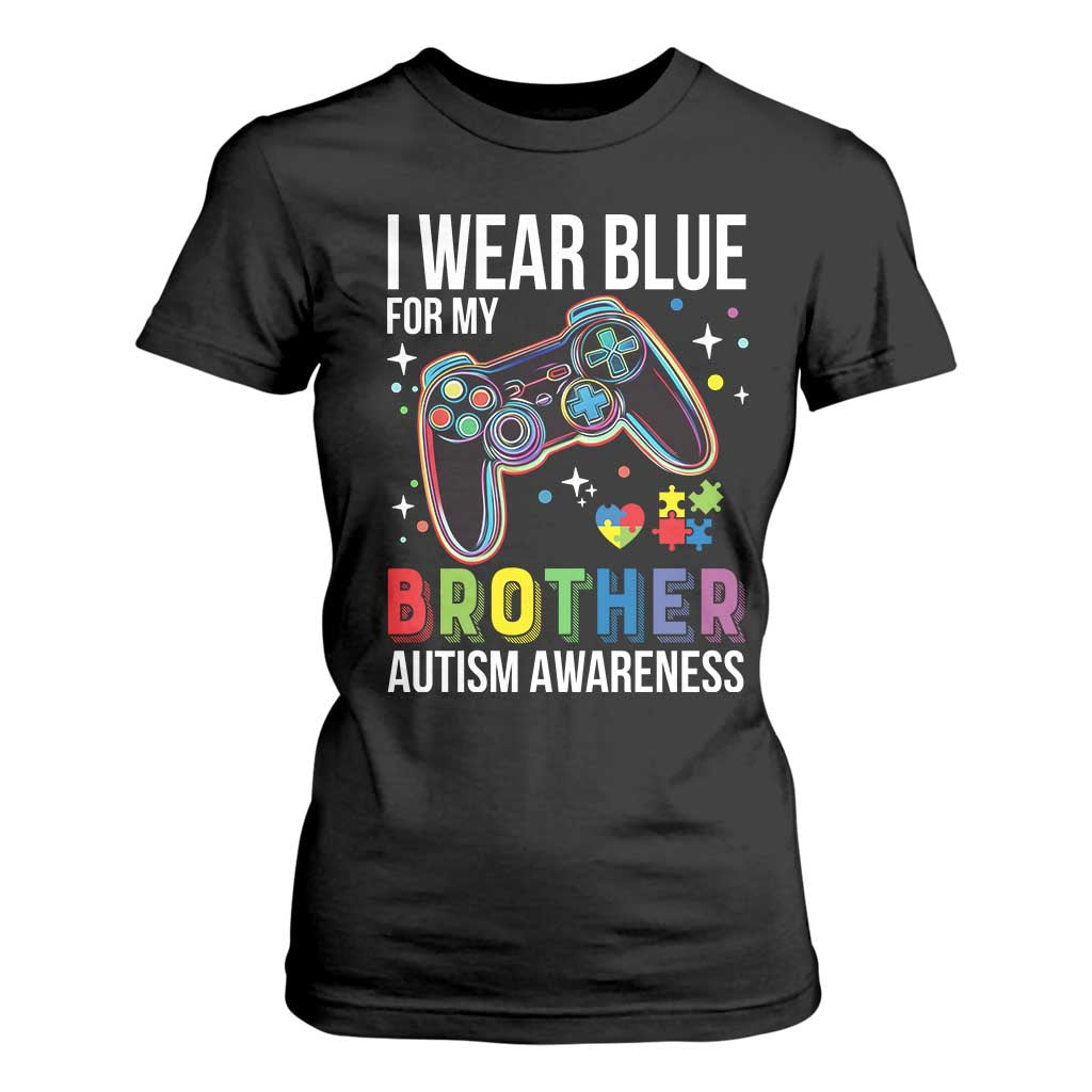 Autism Autistic Gamer Warrior T Shirt For Women I Wear Blue for My Brother Video Game Family Support