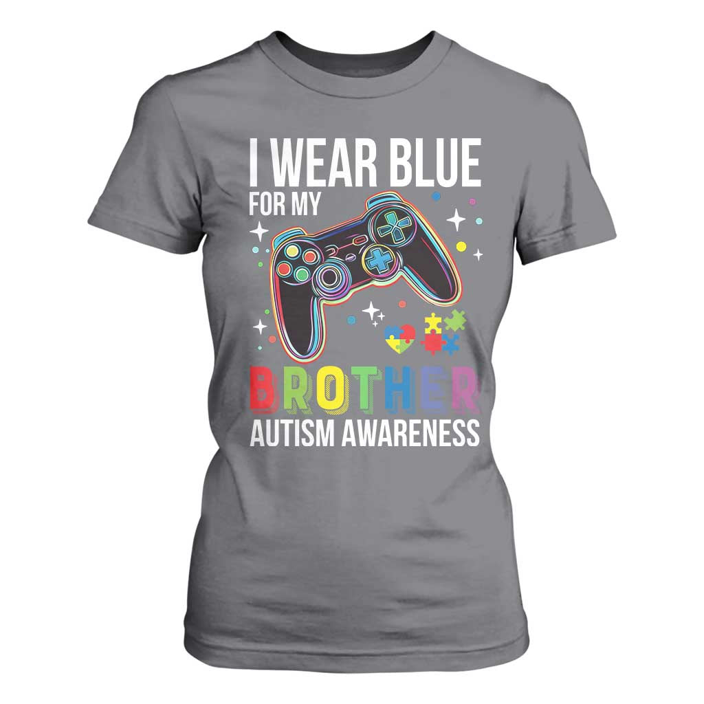 Autism Autistic Gamer Warrior T Shirt For Women I Wear Blue for My Brother Video Game Family Support