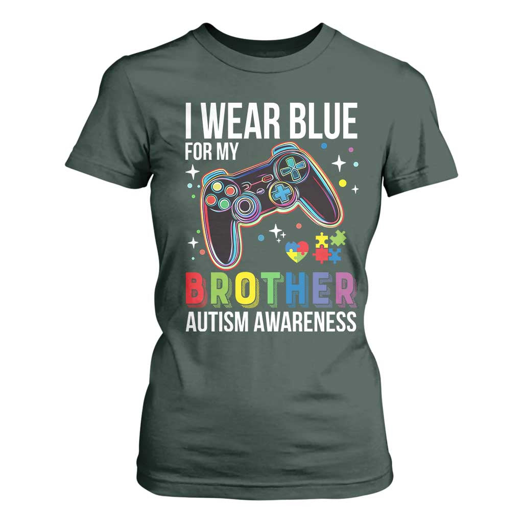 Autism Autistic Gamer Warrior T Shirt For Women I Wear Blue for My Brother Video Game Family Support