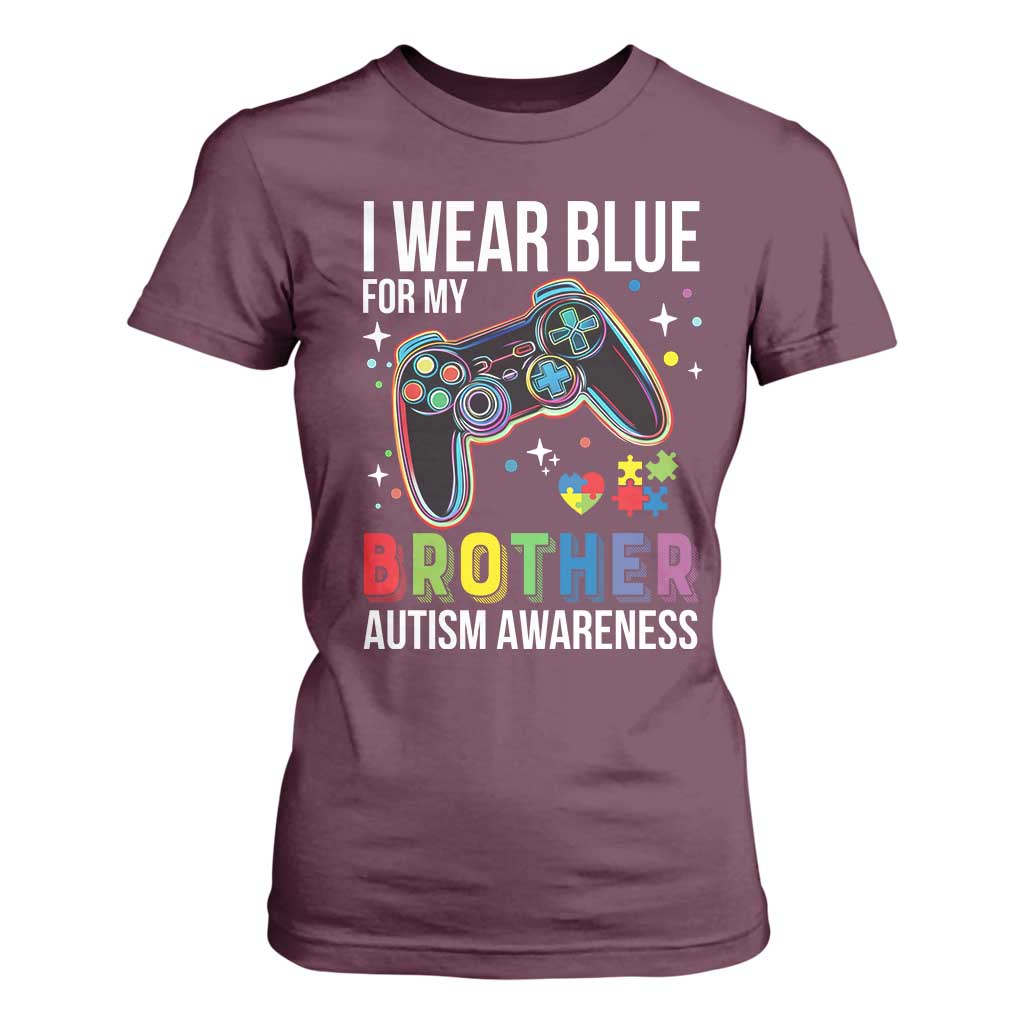 Autism Autistic Gamer Warrior T Shirt For Women I Wear Blue for My Brother Video Game Family Support