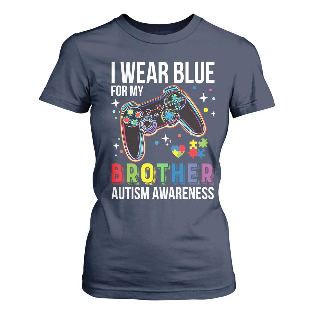 Autism Autistic Gamer Warrior T Shirt For Women I Wear Blue for My Brother Video Game Family Support