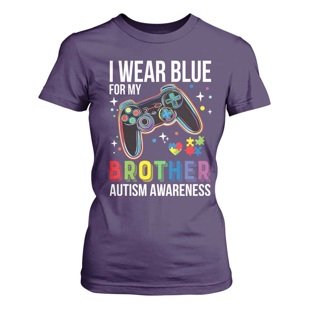 Autism Autistic Gamer Warrior T Shirt For Women I Wear Blue for My Brother Video Game Family Support