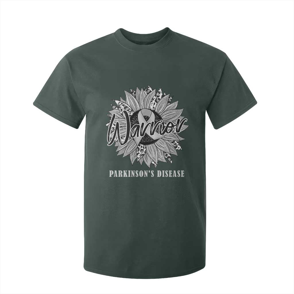 Parkinson's Warrior T Shirt For Kid Silver Ribbon Sunflower Support Support