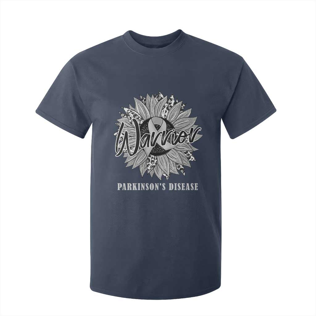 Parkinson's Warrior T Shirt For Kid Silver Ribbon Sunflower Support Support