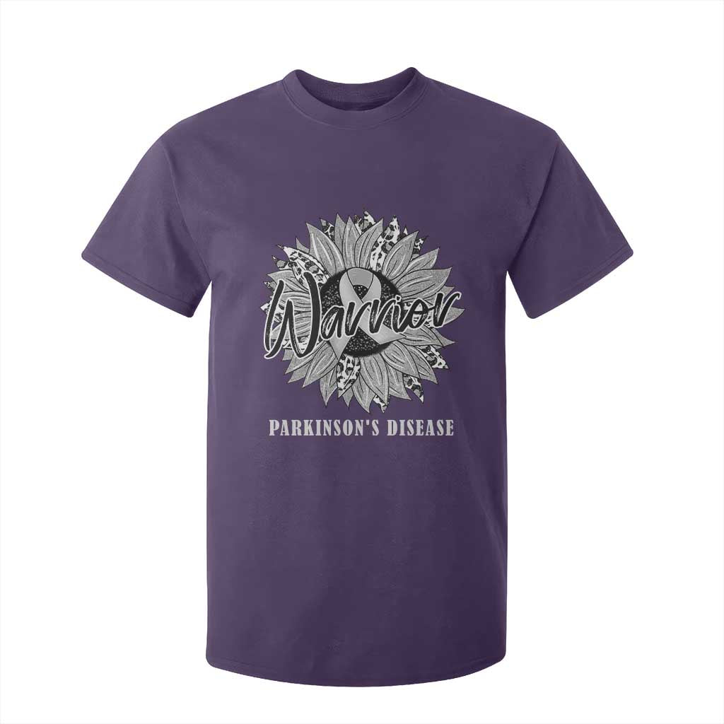 Parkinson's Warrior T Shirt For Kid Silver Ribbon Sunflower Support Support
